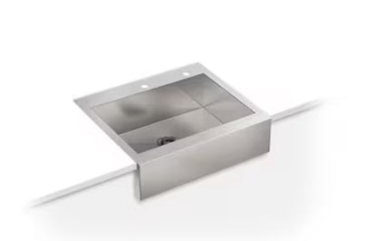 KOHLER Vault Farmhouse Apron Front 29.75-in x 24.31-in Stainless Steel Single Bowl 2-Hole Kitchen Sink