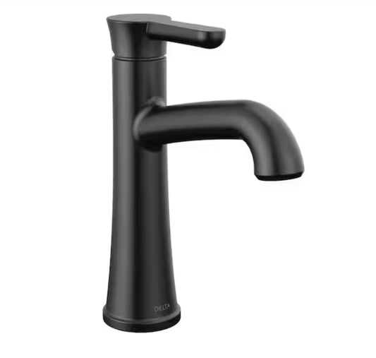 DeltaGreydon Single Handle Single Hole Bathroom Faucet in Matte Black