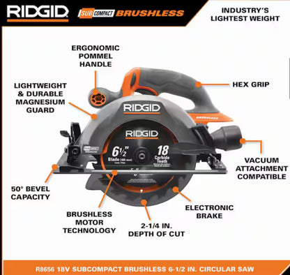 RIDGID18V SubCompact Brushless Cordless 6-1/2 in. Circular Saw