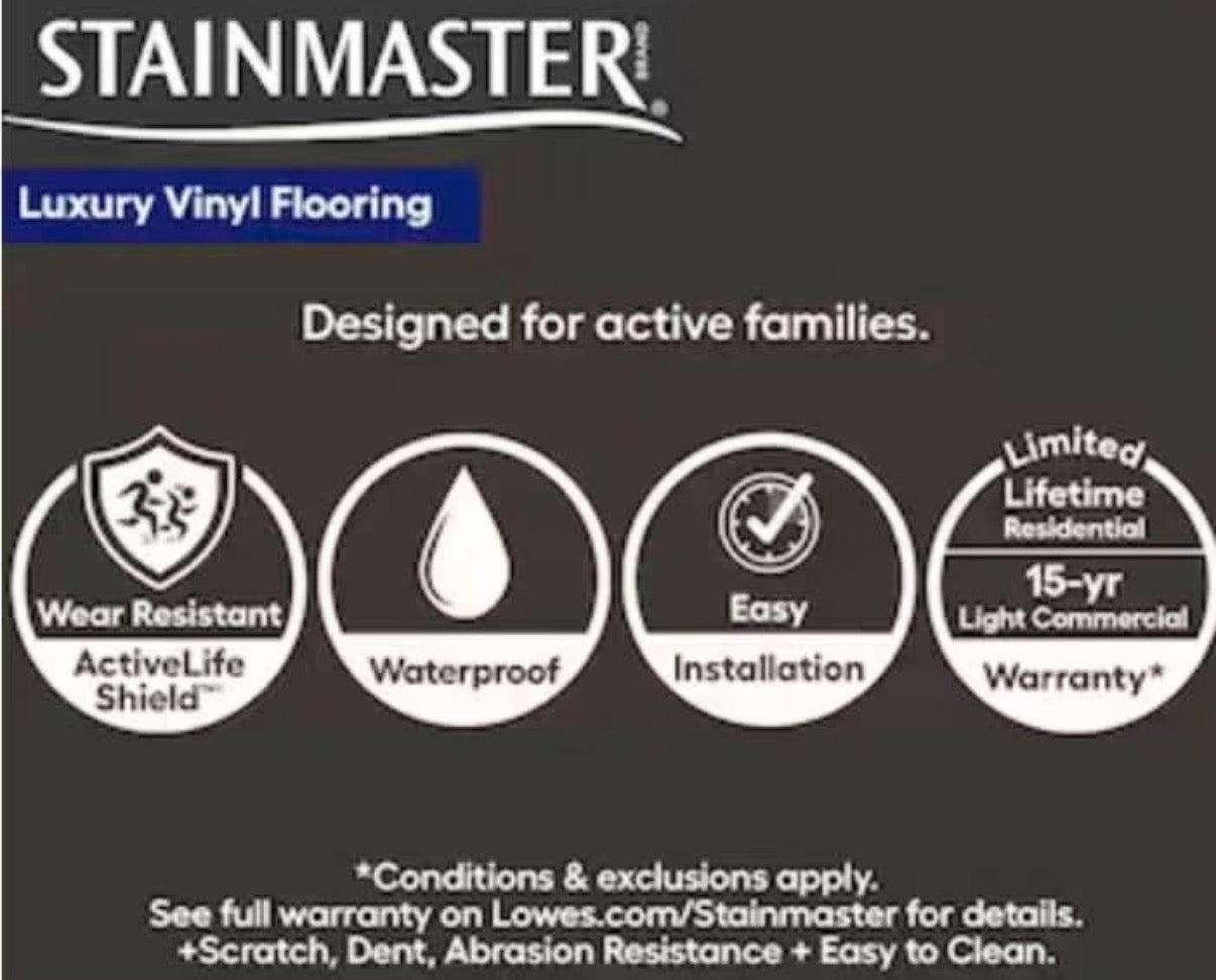 “ONLY PICK UP “
❕STAINMASTER Ellyn Hickory❕
Waterproof Luxury Vinyl Flooring 6MM 12Mil Wearlayer Clicklock 7.46” x47.8”