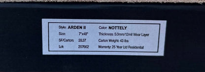 ARDEN II Nottely Waterproof Vinyl Flooring 5MM 12Mil Wearlayer Clicklock 7”x48” ONLY PICK UP