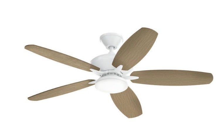 KICHLER Renew Designer 52 in. Indoor/Outdoor Matte White Dual Mount Ceiling Fan with LED Bulbs with Remote Control Included
