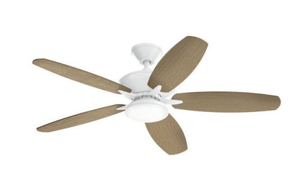 KICHLER Renew Designer 52 in. Indoor/Outdoor Matte White Dual Mount Ceiling Fan with LED Bulbs with Remote Control Included