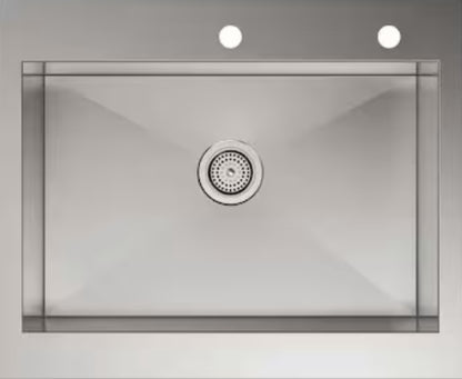 KOHLER Vault Farmhouse Apron Front 29.75-in x 24.31-in Stainless Steel Single Bowl 2-Hole Kitchen Sink