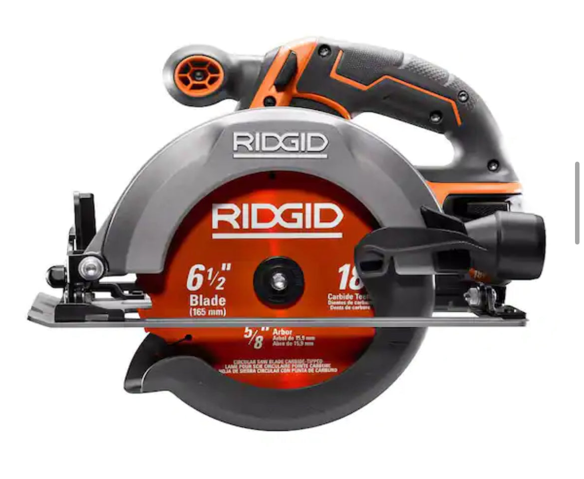 RIDGID18V Cordless 1/2 in. Drill/Driver and 6-1/2 in. Circular Saw Combo Kit with 2.0 Ah and 4.0 Ah Battery, Charger, and Bag