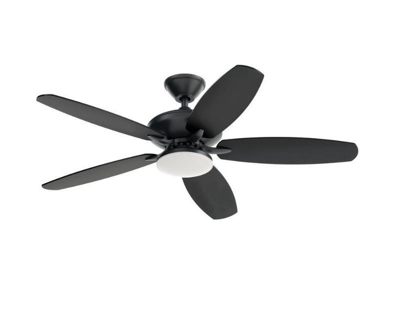 KICHLER Renew Designer 52 in. Indoor/Outdoor Satin Black Dual Mount Ceiling Fan with LED Bulbs with Remote Control Included