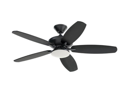 KICHLER Renew Designer 52 in. Indoor/Outdoor Satin Black Dual Mount Ceiling Fan with LED Bulbs with Remote Control Included