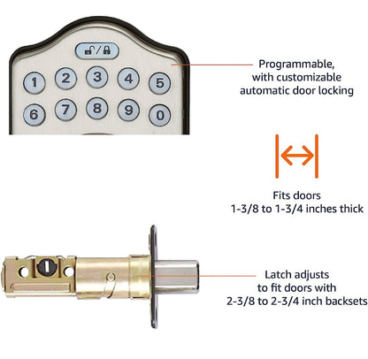 Shield Security® Electronic Keypad Lock (Satin Nickel)