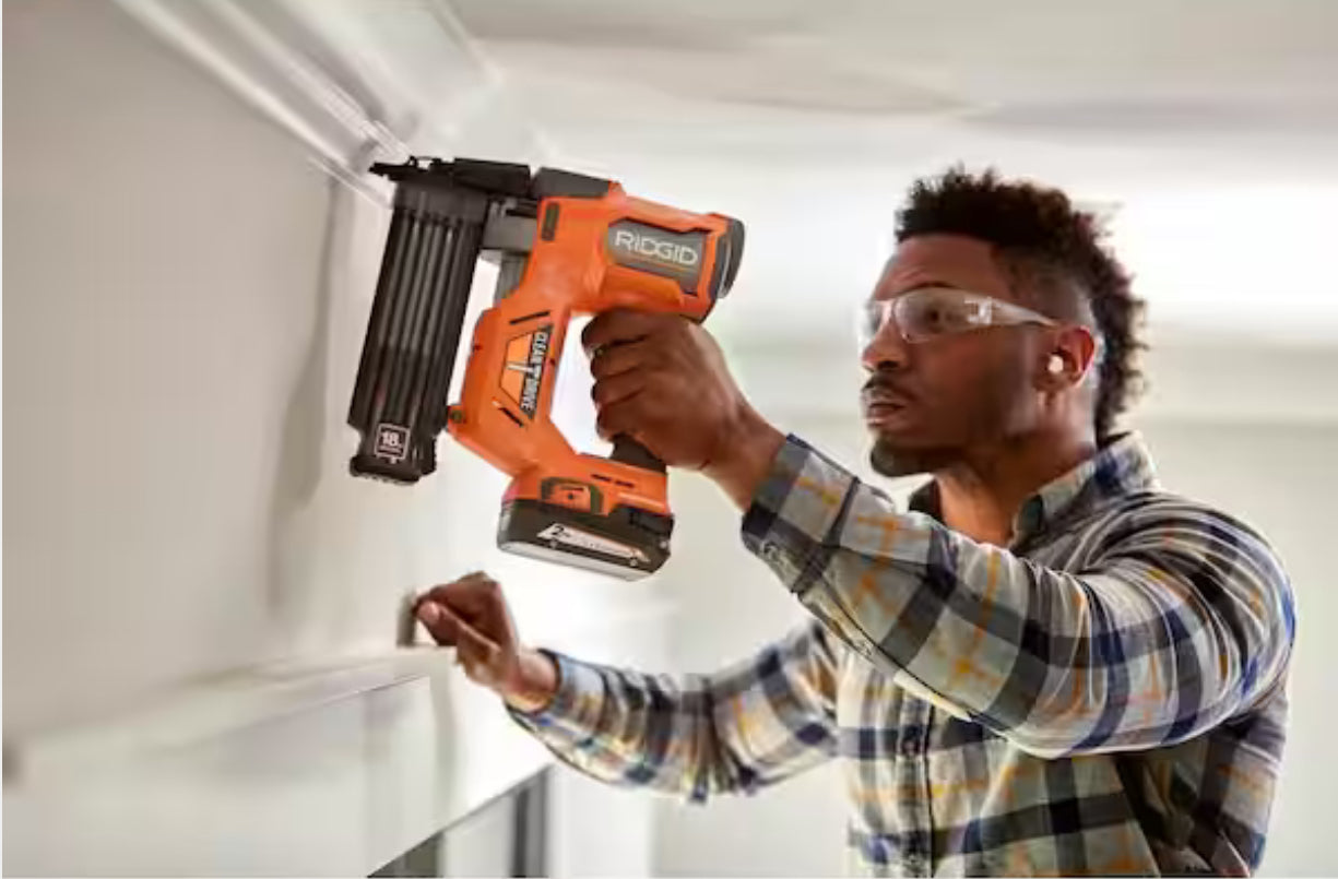 RIDGID 18V Brushless Cordless 18-Gauge 2-1/8 in. Brad Nailer with CLEAN DRIVE Technology