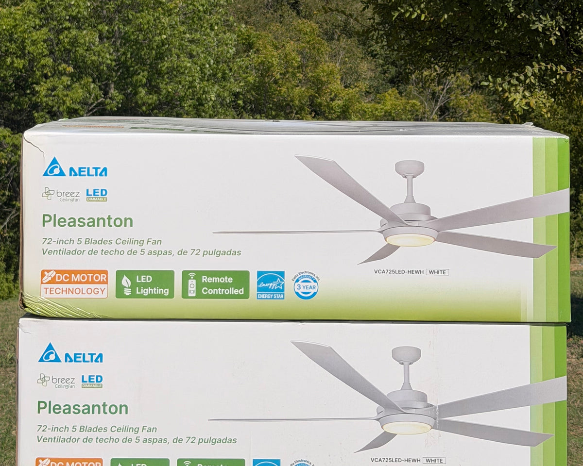 Delta Breez Pleasanton 72" Ceiling Fan with LED, Remote, Indoor/Outdoor, White