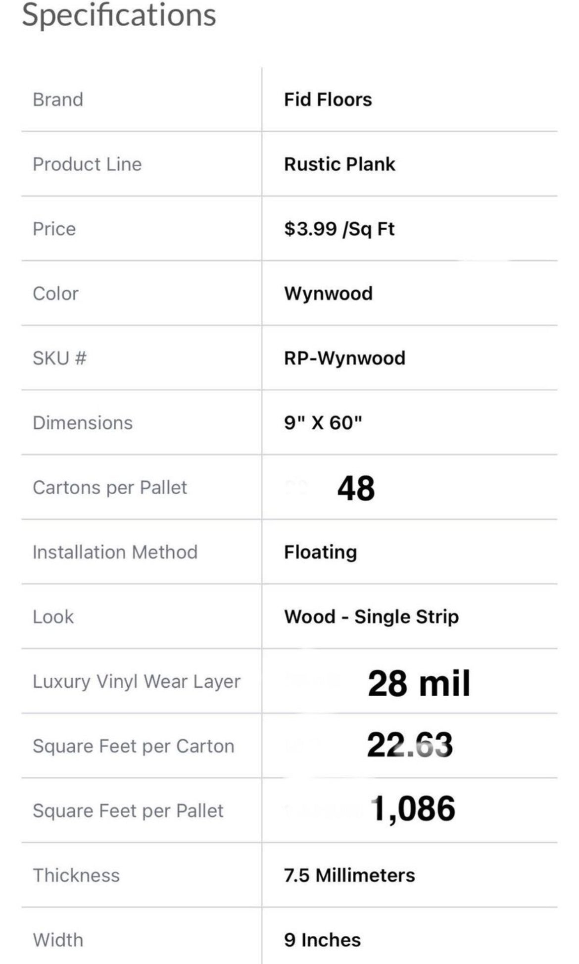 Wynwood SPC 8MM W/ 28 Mil Wear Layer Waterproof Vinyl Flooring( PICK UP ONLY)