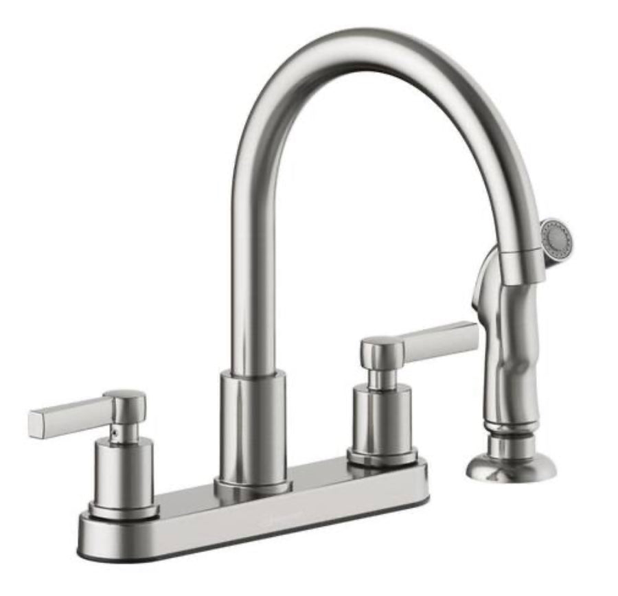 Seasons Westwind Double-Handle Kitchen Faucet with Side Sprayer in Stainless Steel