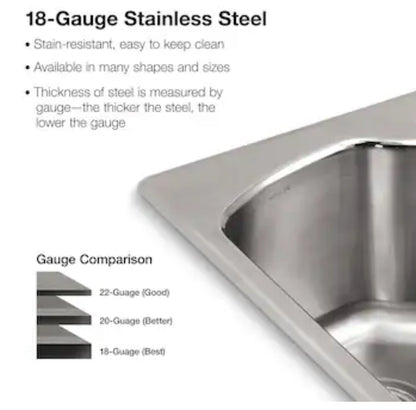 KOHLER Vault Farmhouse Apron Front 29.75-in x 24.31-in Stainless Steel Single Bowl 2-Hole Kitchen Sink