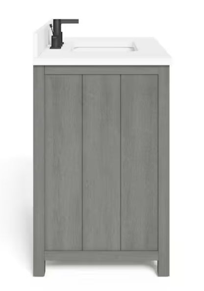 Erinton 36 in. W x 20 in. D x 35 in. H Single Sink Freestanding Bath Vanity in White with White Engineered Stone Top