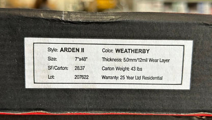 Arden II Weatherby Luxury Vinyl Plank WATERPROOF 5.0MM 12MiL Wearlayer (ONLY PIVK UP)