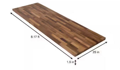 “ONLY PICK UP “Unfinished Walnut 8 ft. L x 25 in. Solid Wood Butcher Block Countertop