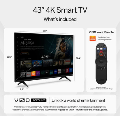 VIZIO 43" Class 4K LED HDR Smart TV (V4K43M-08) "ONLY PICK UP"