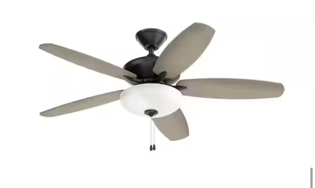 KICHLER Renew Select 52 in. Indoor Satin Black Dual Mount Ceiling Fan with LED Bulbs with Pull Chain